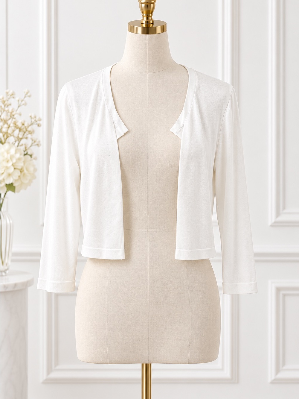 White Open-Front cropped cardigan